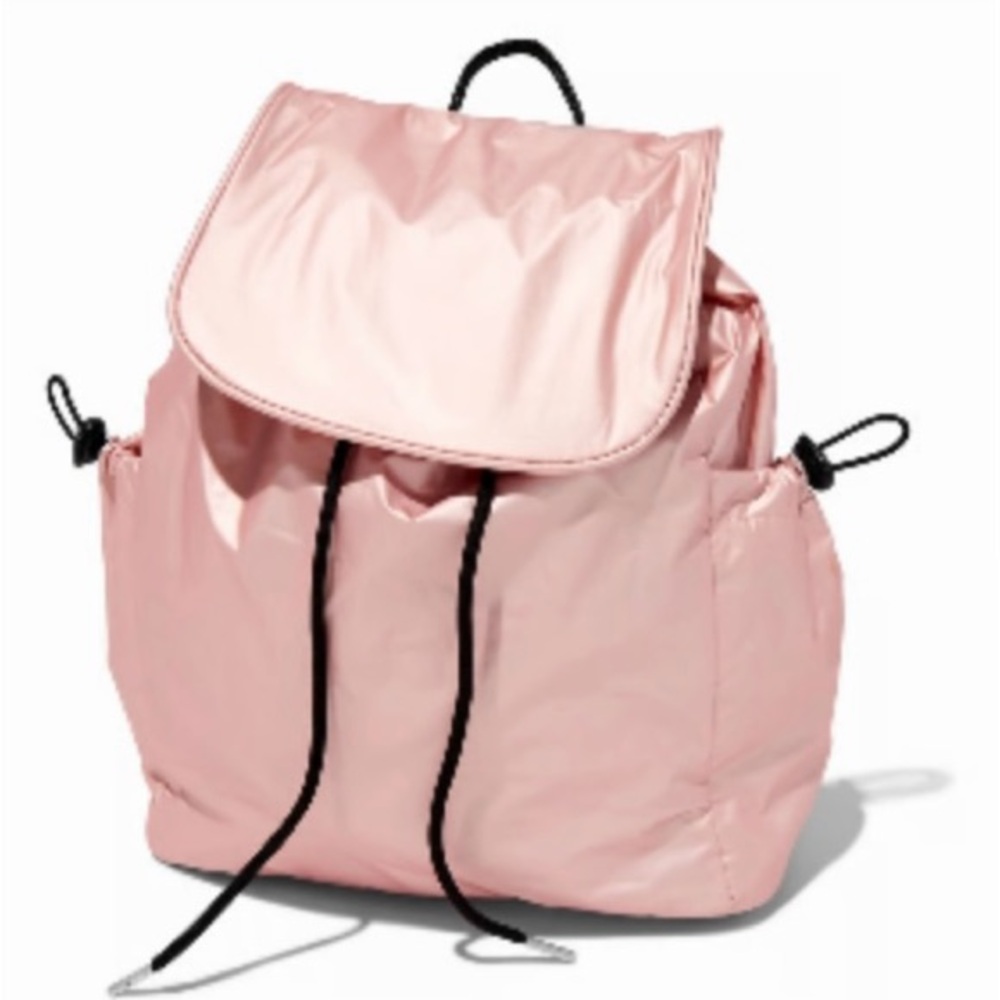 NWT, Claire’s Pink Nylon Flap Backpack Stylish For Any Age